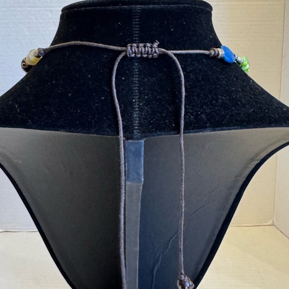 Necklace Art Glass Orange Dragon Vein Agate Beaded Colorful Adjustable Strand - Picture 11 of 16